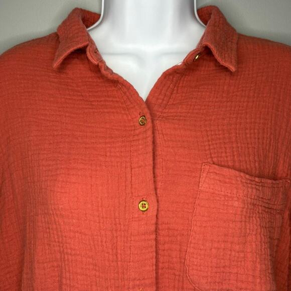 Anne Klein Jeans Lucile Dusty Cedar Gauze Fall Button Up Womens Sz M - Picture 3 of 6
